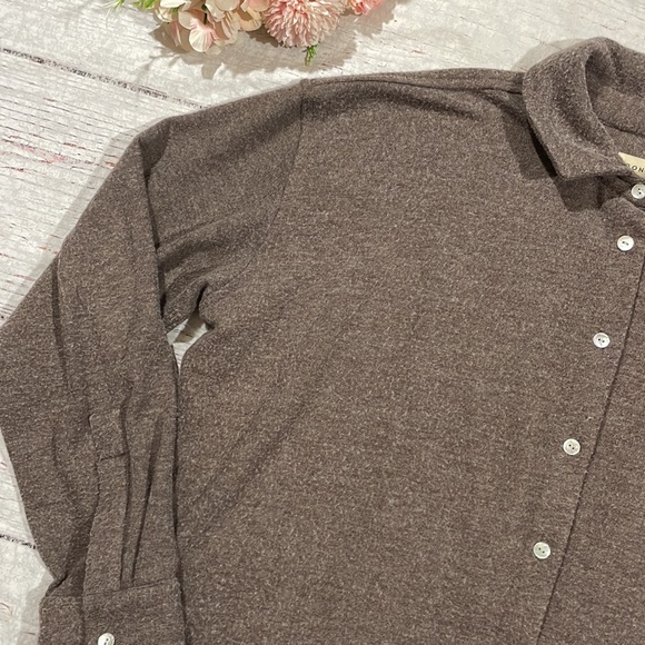 Donni Brushed Sweater Button Down Cho Brown Shirt Jacket Shacket - Picture 5 of 13